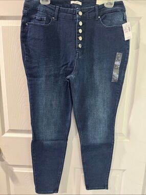 Maurices Dark Indigo High-Rise Button-Fly Jeggings